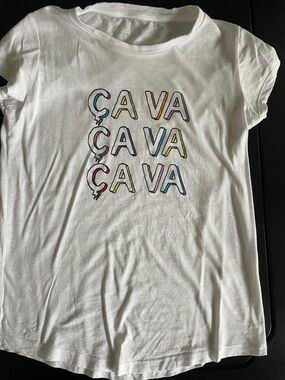 Zadig & Voltaire White Tee with Multicolor "ÇA VA" Graphic
